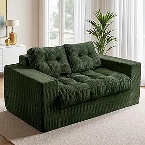 Comfortable fabric sofa with cushions